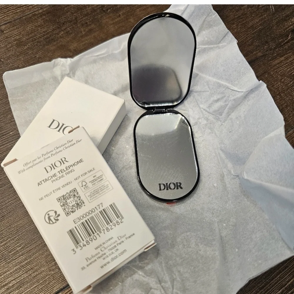 Dior Black and Silver Phone Stand + Mirror